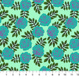 Cotton Print Carnation Aqua Yesterday Fabric 44/45"