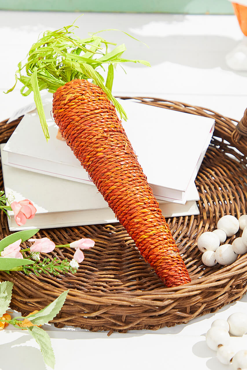 15.75" Bright Orange Carrot Ornament – Rustic Easter Decorative Accent