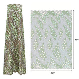 Cascade Embroidered Mesh Polyester Fabric - 3D Floral Embroidery, Scalloped Edges, 52" Width (1 Yard)