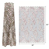Cascade Embroidered Mesh Polyester Fabric - 3D Floral Embroidery, Scalloped Edges, 52" Width (1 Yard)