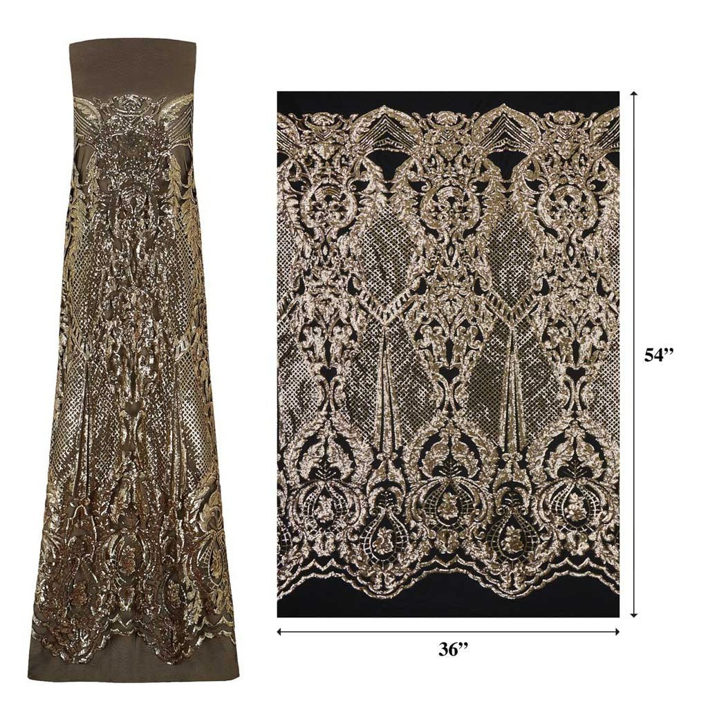 Celine Stretch Mesh Sequin Fabric - Embroidered Sequin, 54" Width (1 Yard)