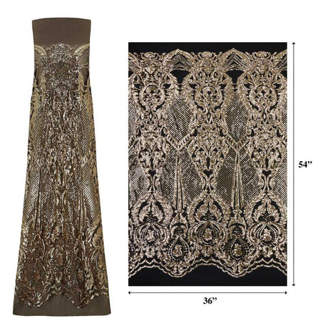 Celine Stretch Mesh Sequin Fabric - Embroidered Sequin, 54" Width (1 Yard)
