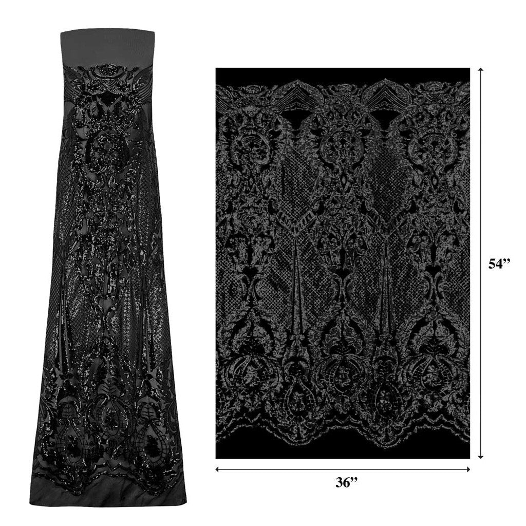 Celine Stretch Mesh Sequin Fabric - Embroidered Sequin, 54" Width (1 Yard)