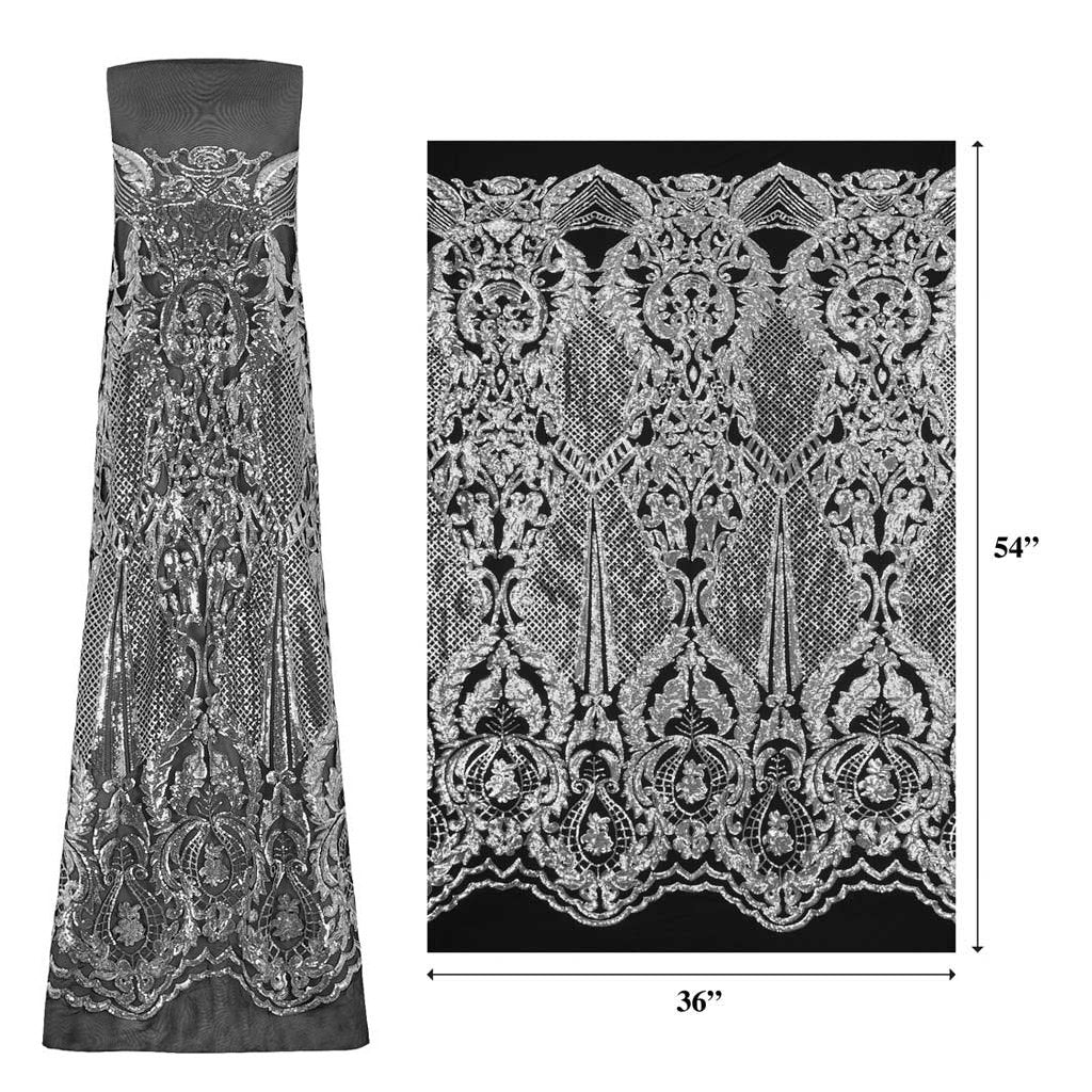 Celine Stretch Mesh Sequin Fabric - Embroidered Sequin, 54" Width (1 Yard)