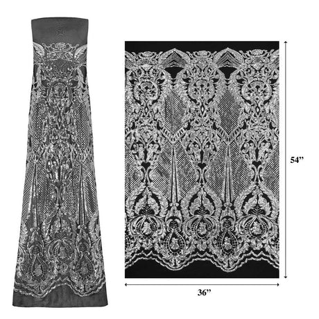 Celine Stretch Mesh Sequin Fabric - Embroidered Sequin, 54" Width (1 Yard)