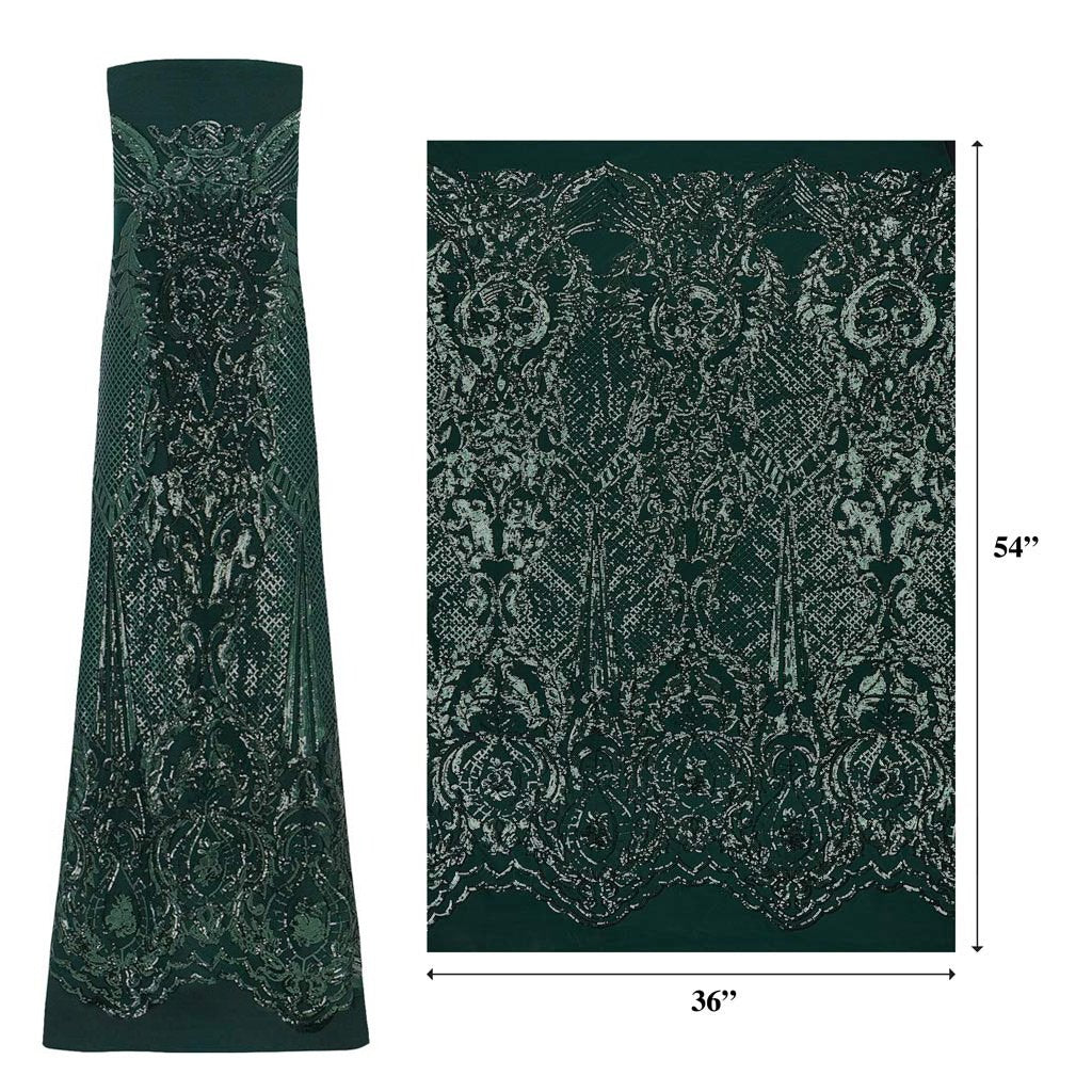 Celine Stretch Mesh Sequin Fabric - Embroidered Sequin, 54" Width (1 Yard)