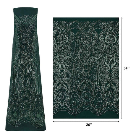 Celine Stretch Mesh Sequin Fabric - Embroidered Sequin, 54" Width (1 Yard)