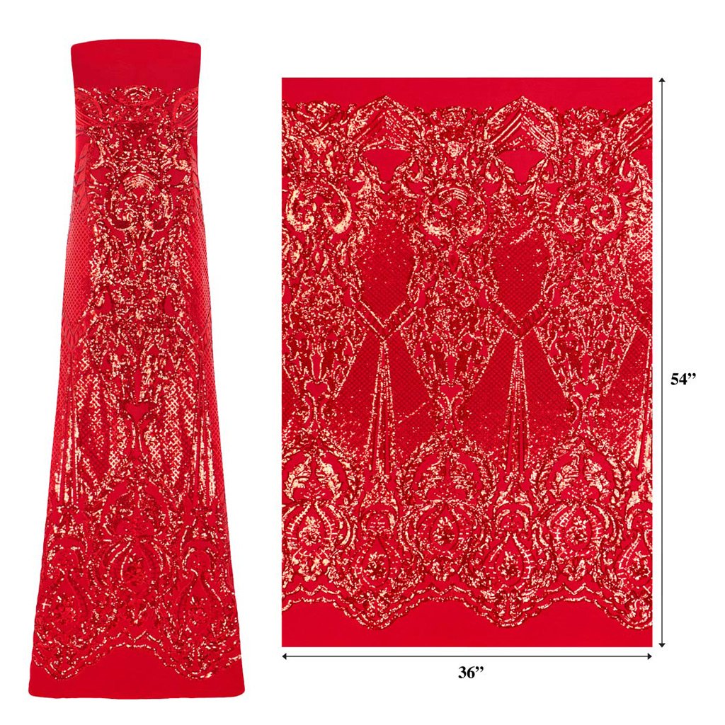 Celine Stretch Mesh Sequin Fabric - Embroidered Sequin, 54" Width (1 Yard)