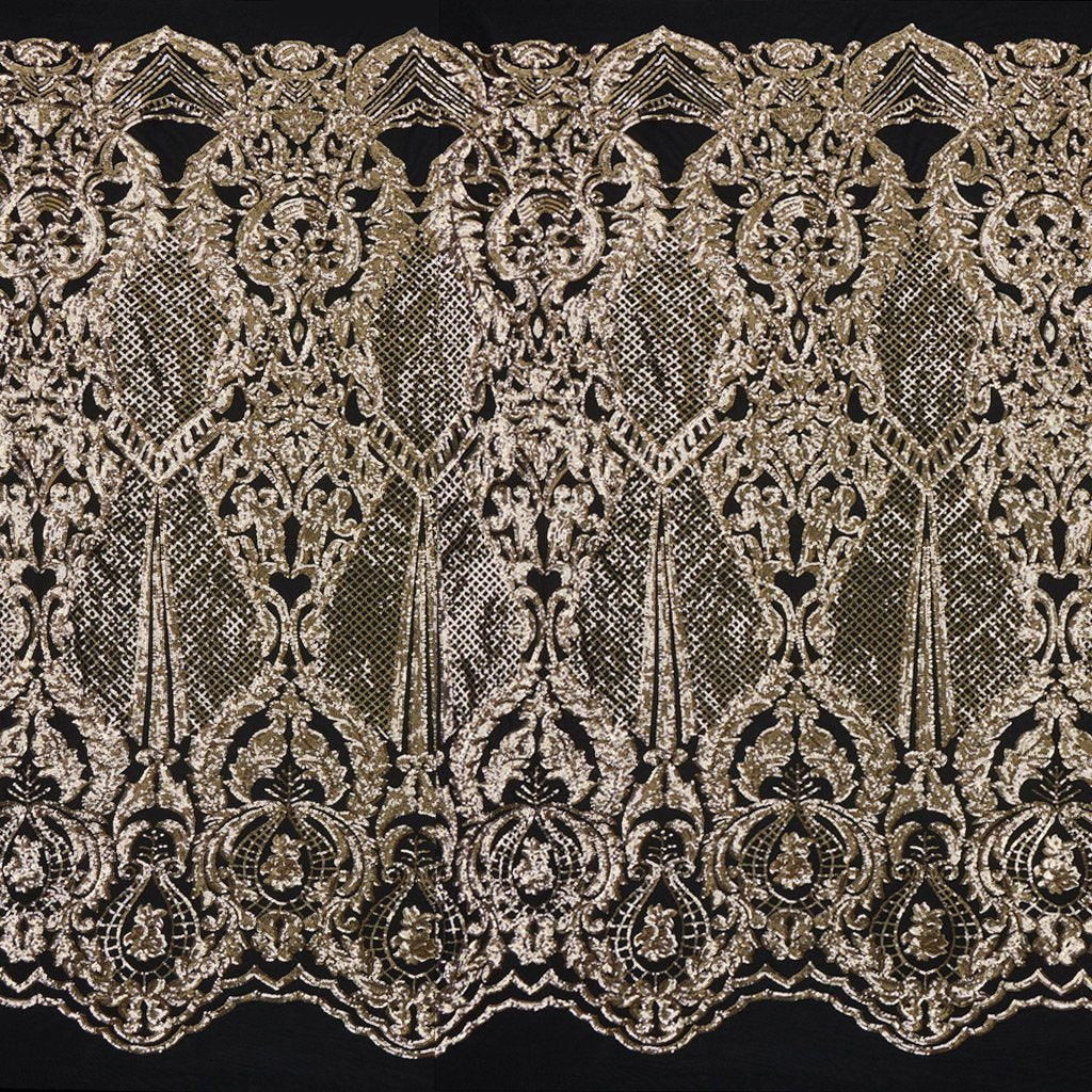 Celine Stretch Mesh Sequin Fabric - Embroidered Sequin, 54" Width (1 Yard)