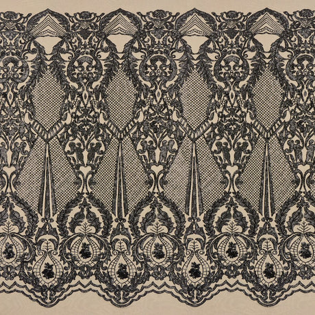 Celine Stretch Mesh Sequin Fabric - Embroidered Sequin, 54" Width (1 Yard)