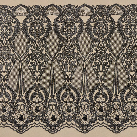 Celine Stretch Mesh Sequin Fabric - Embroidered Sequin, 54" Width (1 Yard)