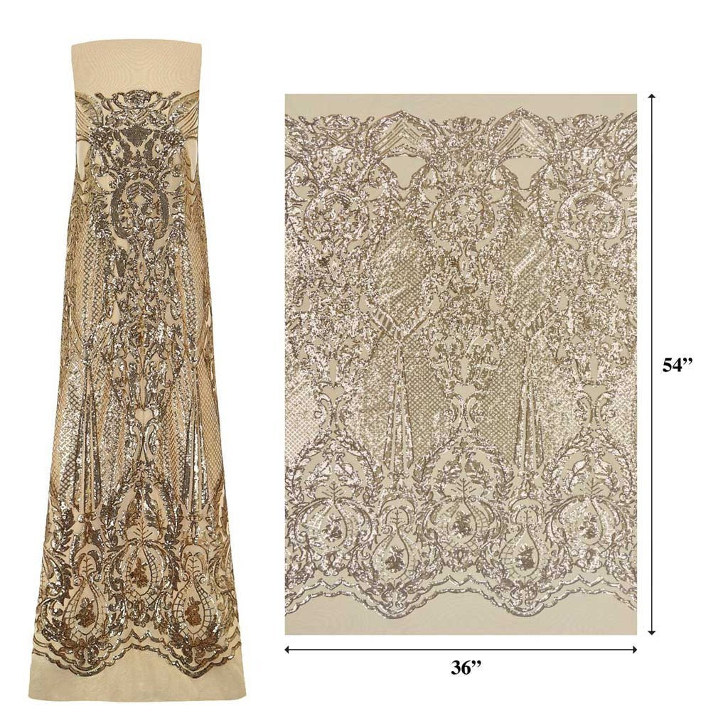 Celine Stretch Mesh Sequin Fabric - Embroidered Sequin, 54" Width (1 Yard)