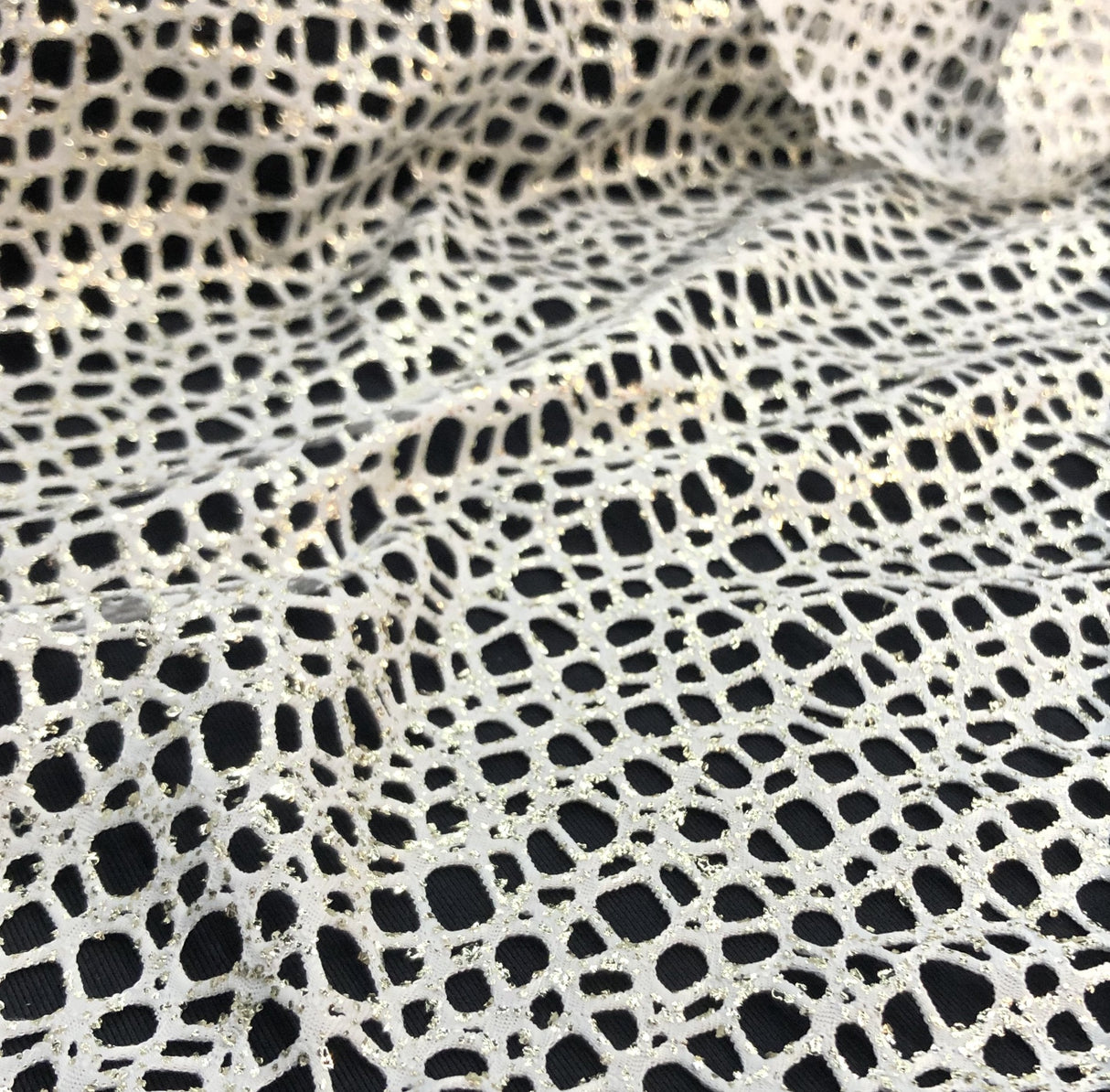 Centerstage Foiled Stretch Netting Polyester Spandex Fabric - All-Over Foil, 2-Way Stretch, 56" Width (1 Yard)