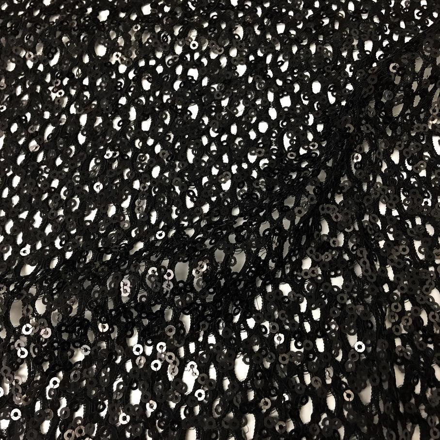 Cersei Stretch Lace Sequin Fabric - Black/Black, Nude/Copper, White/Pearl, 56" Width (1 Yard)