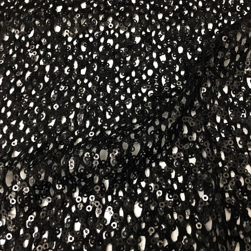 Cersei Stretch Lace Sequin Fabric - Black/Black, Nude/Copper, White/Pearl, 50" Cut Width, 56" Usable Width (1 Yard)