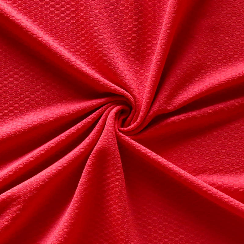 Dri-Fit Bubble Jacquard Poly Spandex Mesh Fabric in Challenge Red
