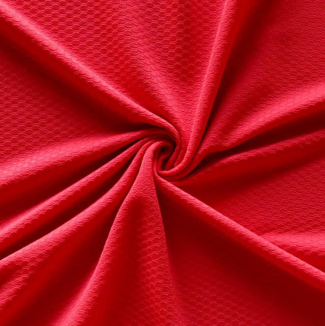Dri-Fit Bubble Jacquard Poly Spandex Mesh Fabric in Challenge Red