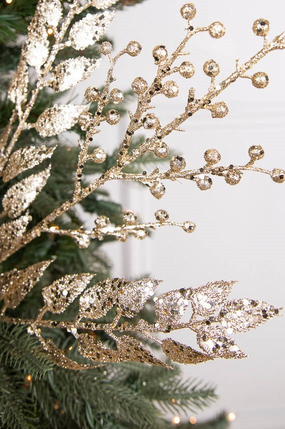 29” Glitter Smilax Berry Spray - Champagne
