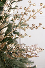 29” Glitter Smilax Berry Spray - Champagne
