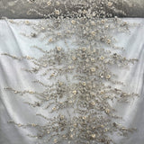 Beaded 3D Floral Lace Fabric Off White