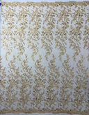 Butterfly Corded Lace Fabric - Butterfly Embroidery, Metallic Sequins, 54" Width (1 Yard)
