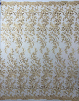 Butterfly Corded Lace Fabric - Butterfly Embroidery, Metallic Sequins, 54" Width (1 Yard)
