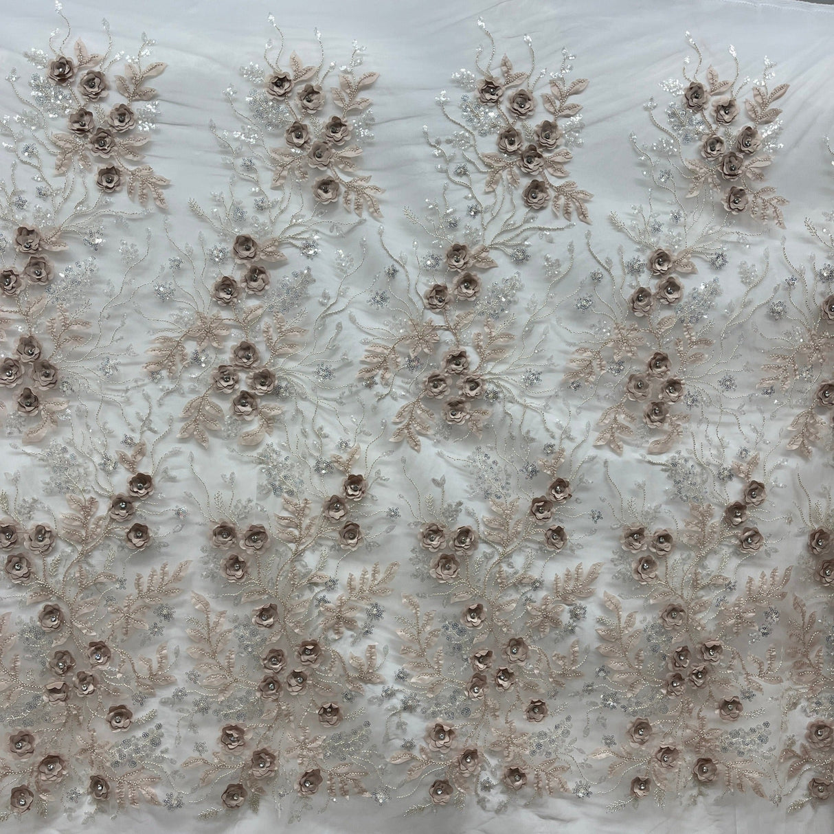 3D Floral Beaded Lace Mesh