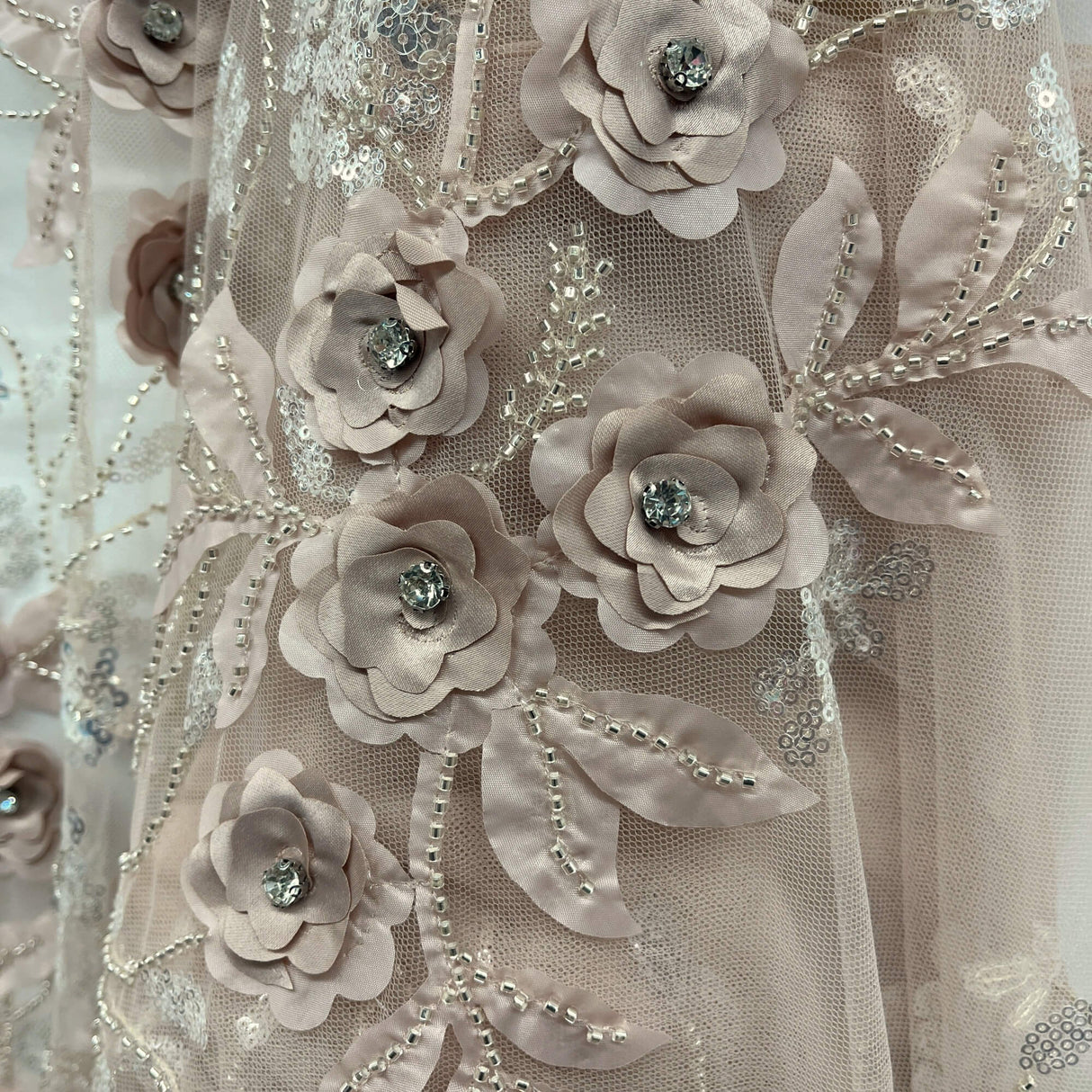 Beaded 3D Floral Lace Fabric 52" Wide
