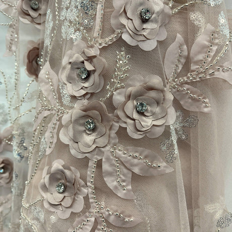 Beaded 3D Floral Lace Fabric 52" Wide