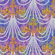 Cotton Print Chandelier Pearls Gold Fabric 44/45"