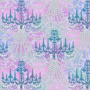 Cotton Fabric Chandelier Pearls Lilac 44/45"