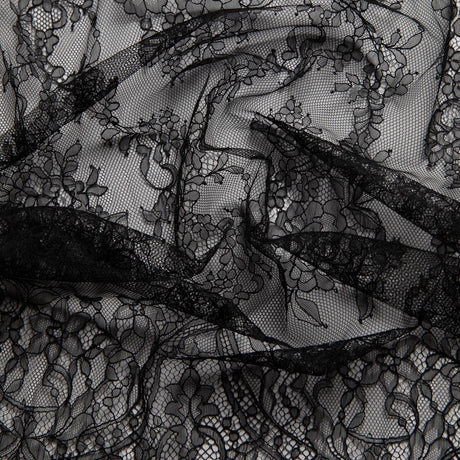 1 Yard Chantilly Lace Fabric with Embroidered Floral Pattern, 54" Wide, Elegant Sheer Fabric for Bridal & Fashion