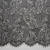 1 Yard Chantilly Lace Fabric Embroidered with Cord and Exquisite Floral Pattern, 56" Wide