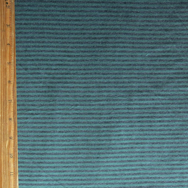 Bamboo Lycra Knit Fabric Charcoal and Green Micro Stripe
