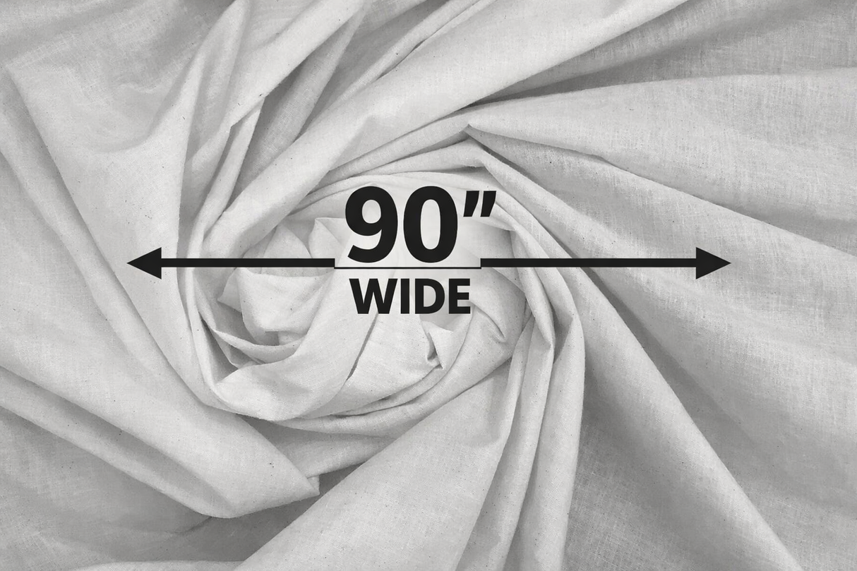90 Inch Bleached White Cotton Muslin Fabric - Solid White, 90" Width (1 Yard)