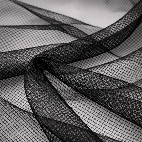 Italian Hard Net Polyester Fabric - Black And White Netting, 54" Width (1 Yard)
