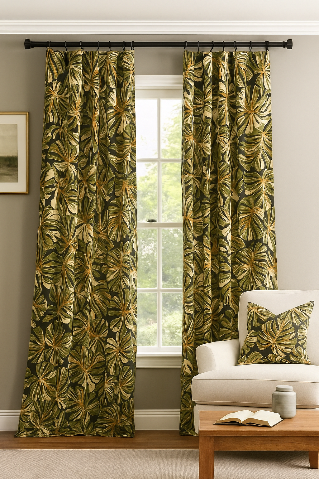 Cotton Barkcloth Monstera Leaves Fabric