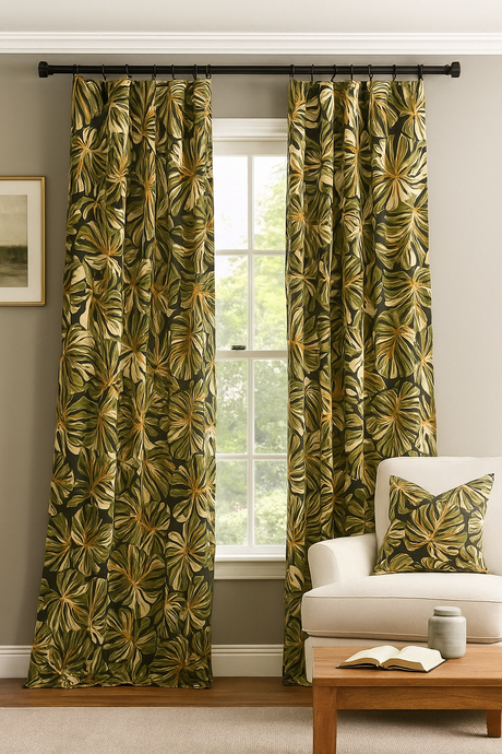 Cotton Barkcloth Monstera Leaves Fabric