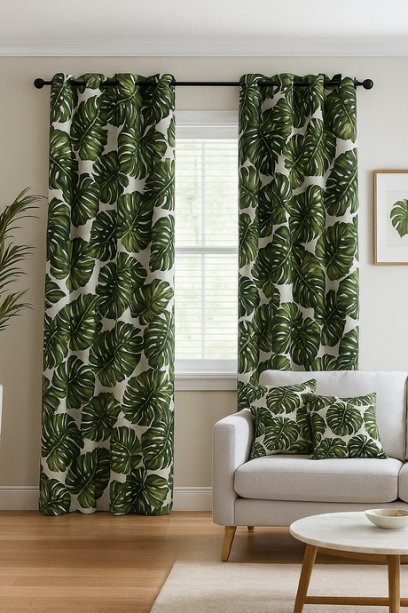 Cotton Monstera Leaf Upholstery Fabric