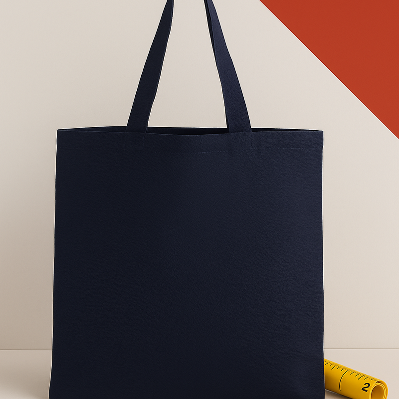 Small Tote Bag Polyester PVC Fabric - Navy, 14 3/4" W x 13 3/4" H (1 Bag)