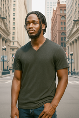 Bella Canvas 3005 CVC V-Neck Short Sleeve Cotton Blend Fabric - Dark Heather Gray, Short Sleeve, V-Neck (1 Piece)