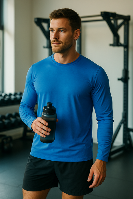 A4 N3165 Cooling Performance Long Sleeve Micro Poly Interlock Fabric - Royal, 44+ UPF, Moisture Wicking, Fade And Snag Resistant (1 Piece)