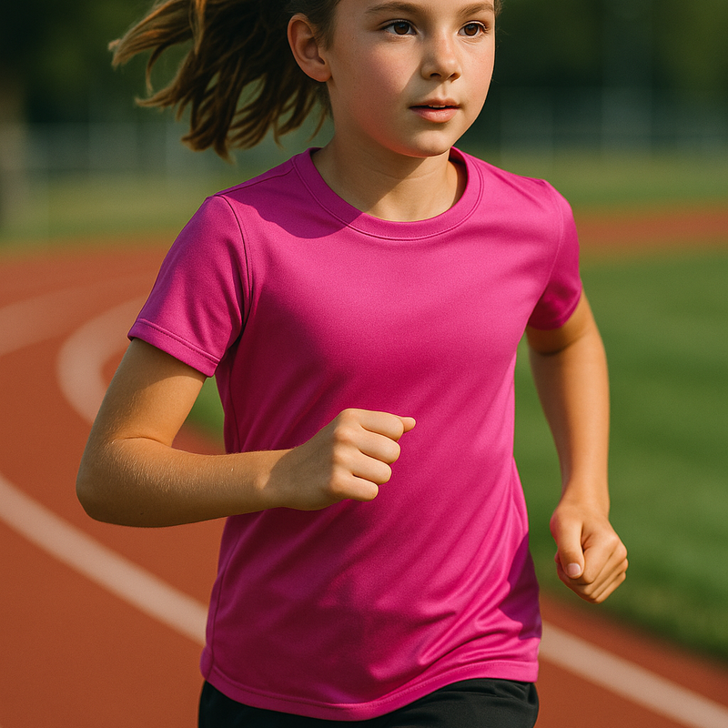 A4 NB3142 Youth Cooling Performance Crew Micro Poly Interlock Fabric - Fuchsia, 44+ UPF, Moisture Wicking, Stain Release (1 Unit)