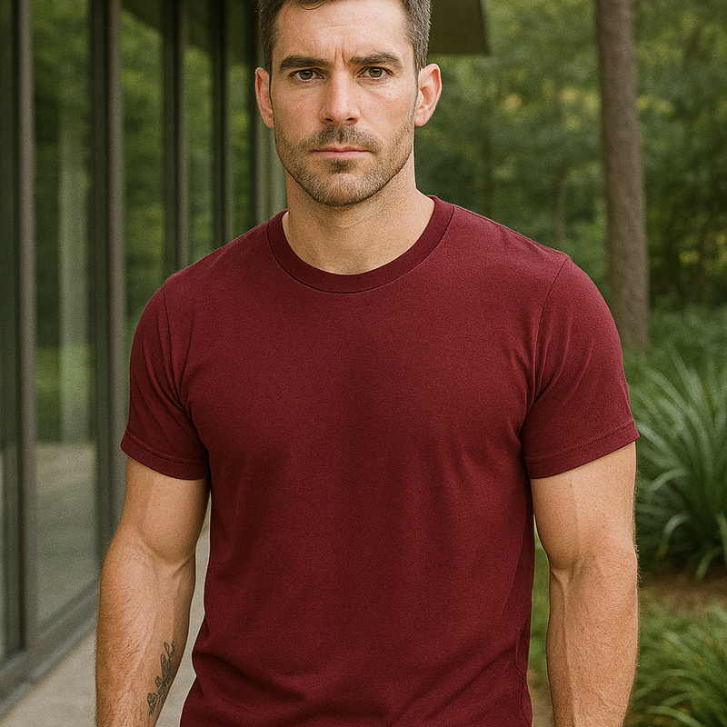 Bella Canvas 3001 Airlume Combed And Ring-Spun Cotton Fabric - Maroon, Crewneck, Short Sleeve (1 Shirt)