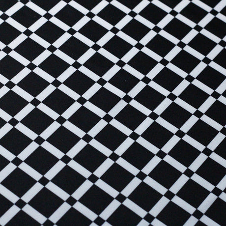 50s Check Polyester Spandex Fabric - Black and White Plaid, 58-60" Width, 240 GSM (1 Yard)