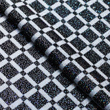 50s Check Polyester Spandex Fabric - Black and White Plaid, 58-60" Width, 240 GSM (1 Yard)