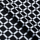 50s Check Polyester Spandex Fabric - Black and White Plaid, 58-60" Width, 240 GSM (1 Yard)