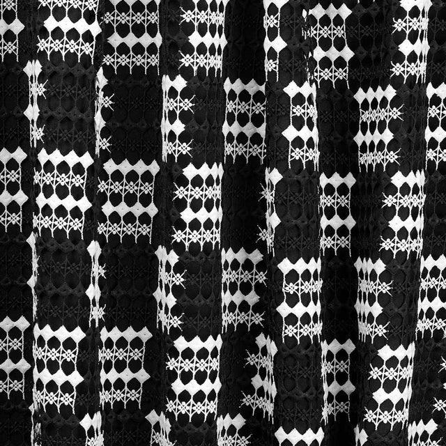 Checkmate Mechanical Lace Polyester Fabric - Blue, Lace, 52/54" Width (1 Yard)