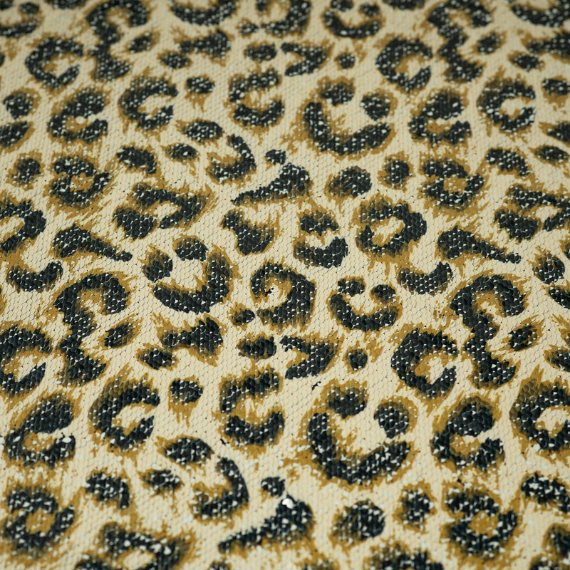 Cheetah Printed Flip Sequin Spandex Fabric - Cheetah Spots, Black Reverse, 55/56" Width (1 Yard)