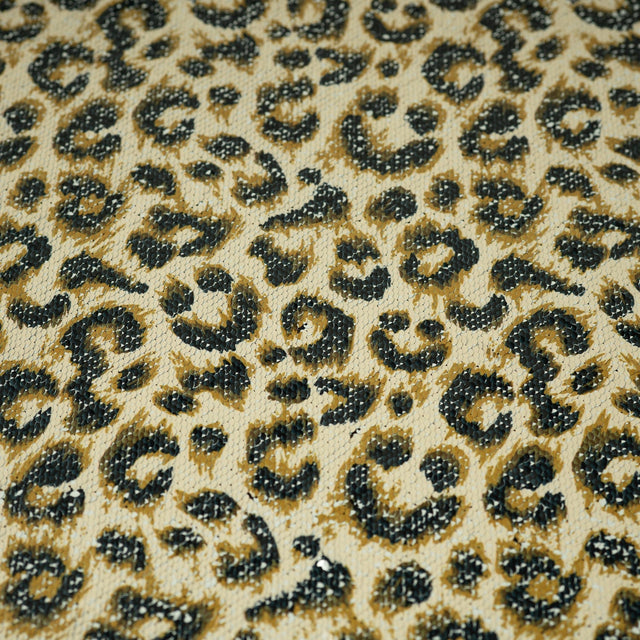 Cheetah Printed Flip Sequin Spandex Fabric - Cheetah Spots, Black Reverse, 55/56" Width (1 Yard)